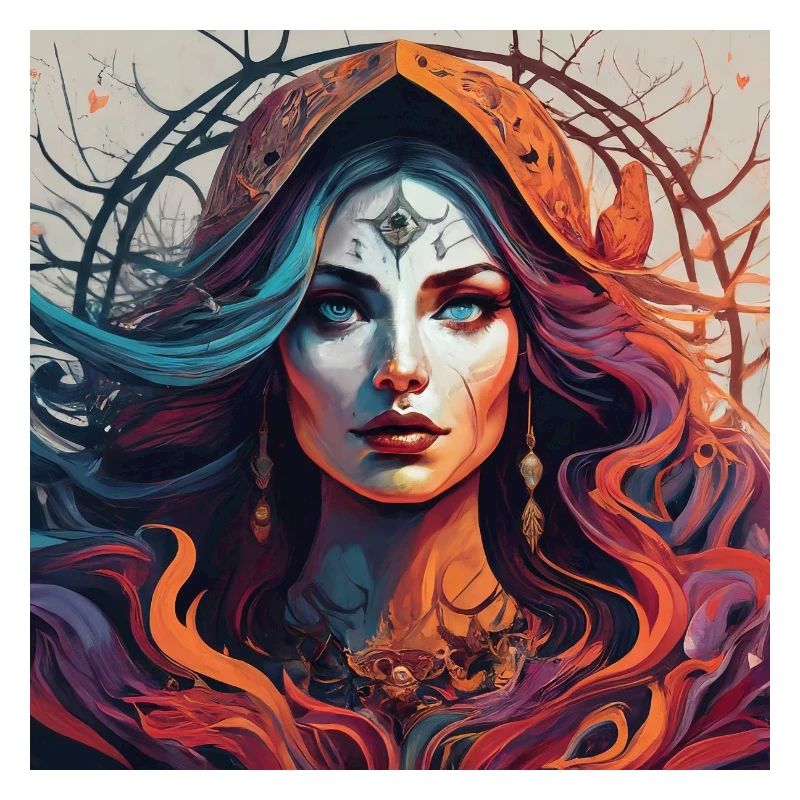 Third Eye magic. Fiery Mystic Portrait