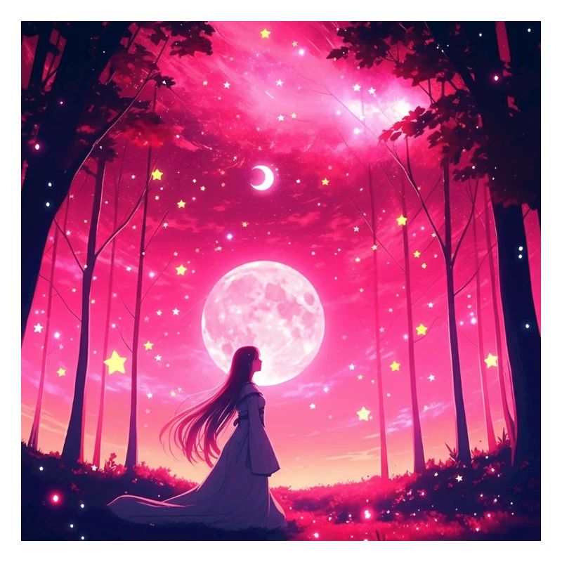 Forêt de rêves au clair de lune