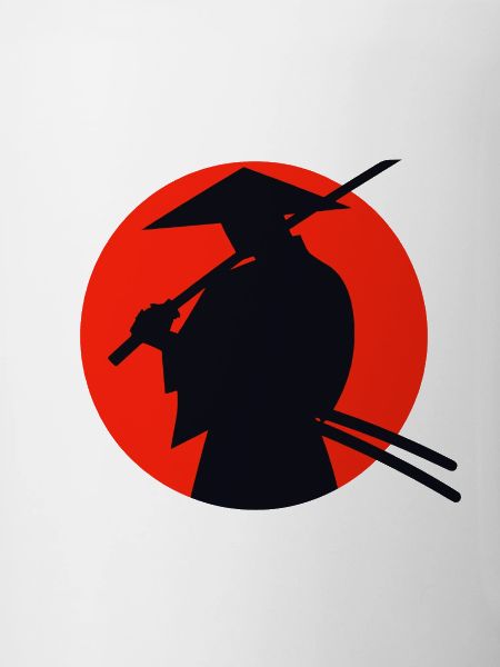 Graduated ninja on red sun background