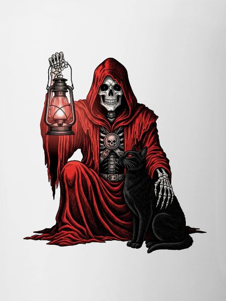 Red Hood Grim Reaper Lantern Cat