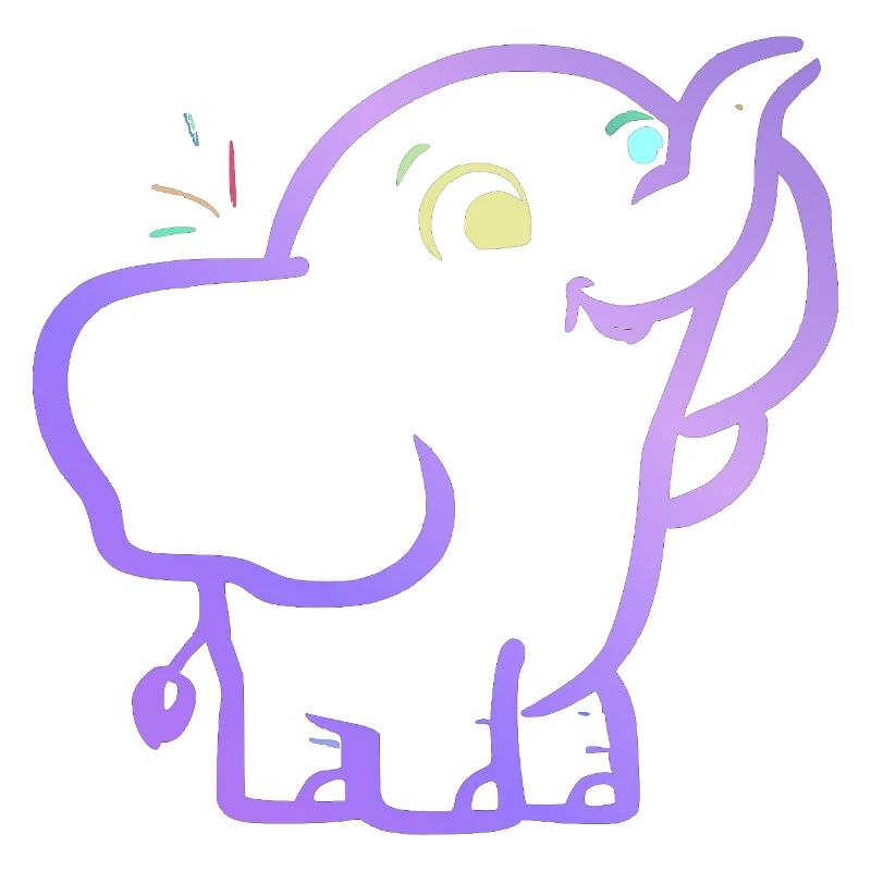 Éléphant outline violet joyeux