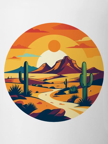 Desert Path Sunset Desert Landscape Motif