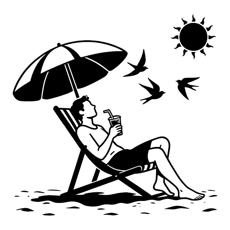 Relaxing in a deck chair on the beach