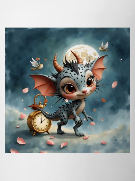 Night Baby Dragon with Clock