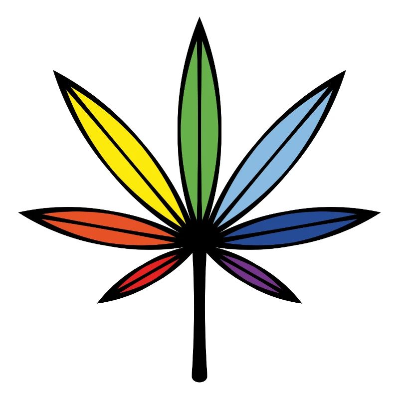 Cannabis / Marijuana / Hemp (Outline / Rainbow)