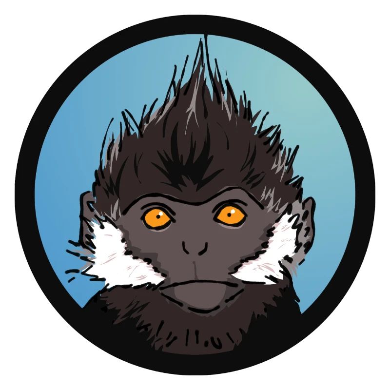 Singe Bleu Badge Illustration