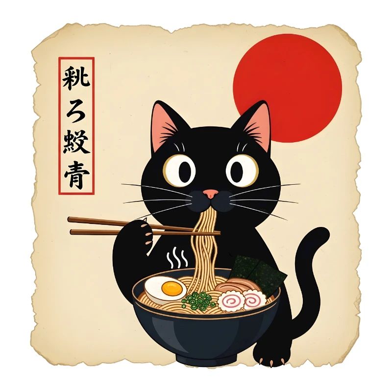 Cat soup with red sun