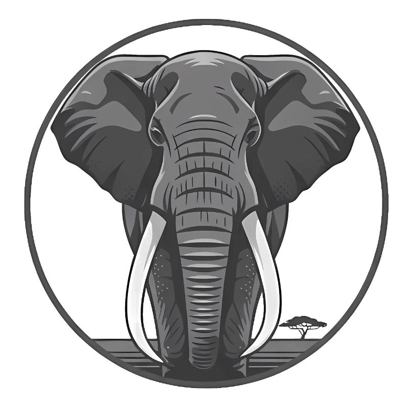 Elephant Head Circle Graphic