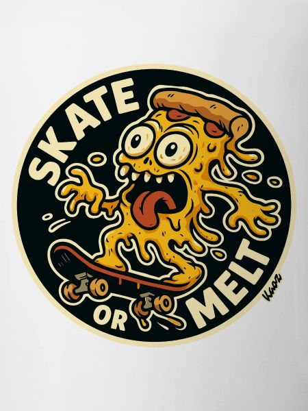 Pizza and Cheese Monster on Skateboard