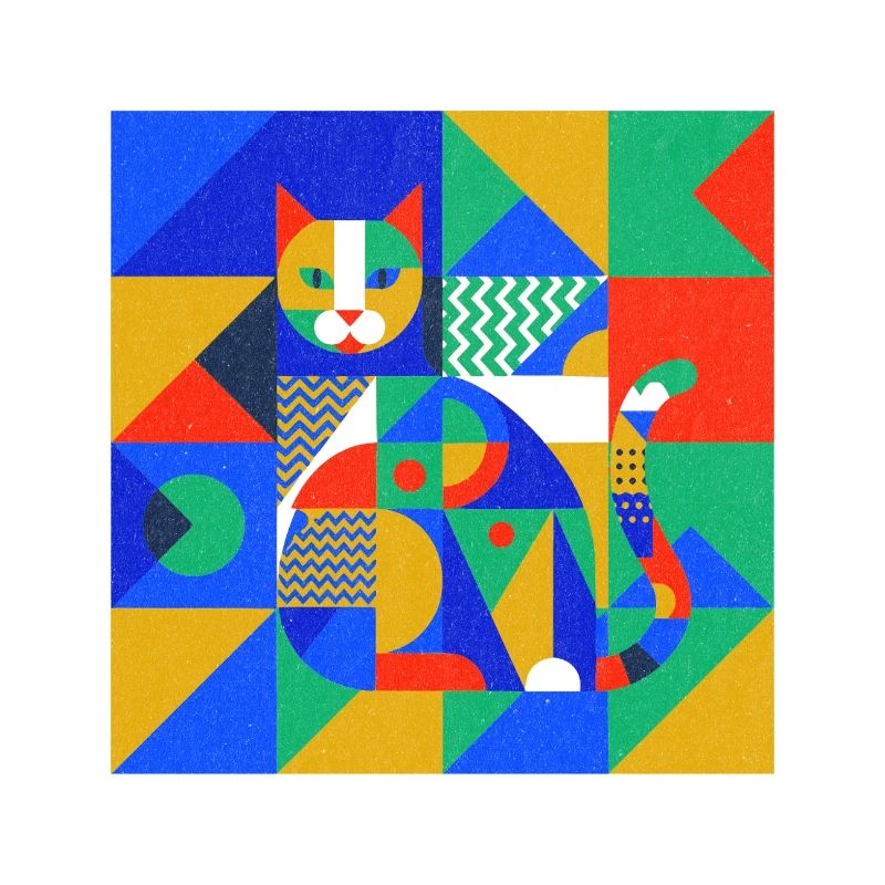 Geometric Cat Mosaic
