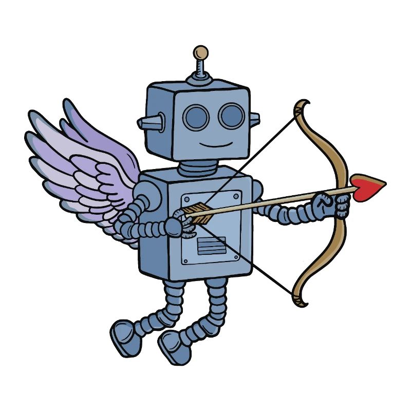 Mignon Cupidon Steampunk Robot avec Flèche en Cœur