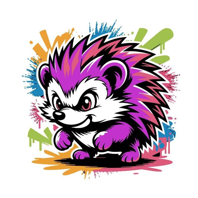 Neon Fraffiti Igel Farbexplosion