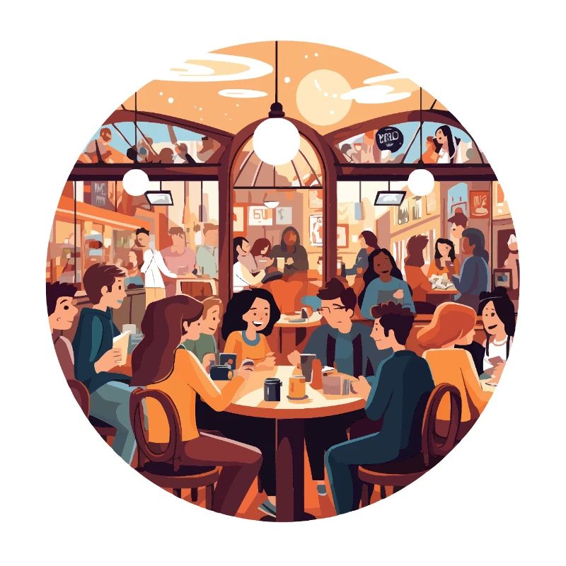 Cafe conversations in the evening light