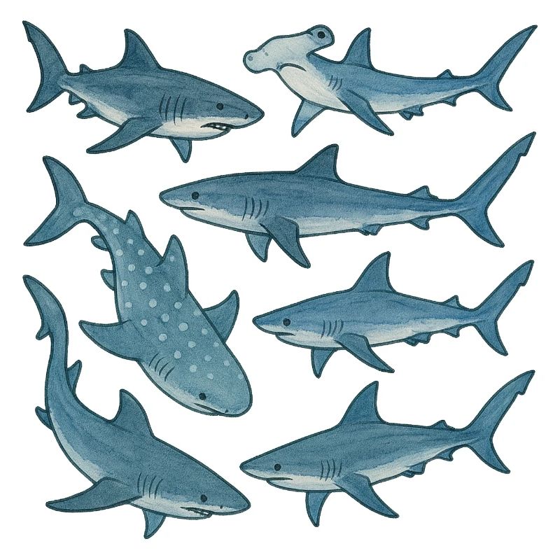 Parade du Requin Bleu Imprimé Océan