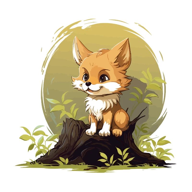 Forest fox in the sun forest