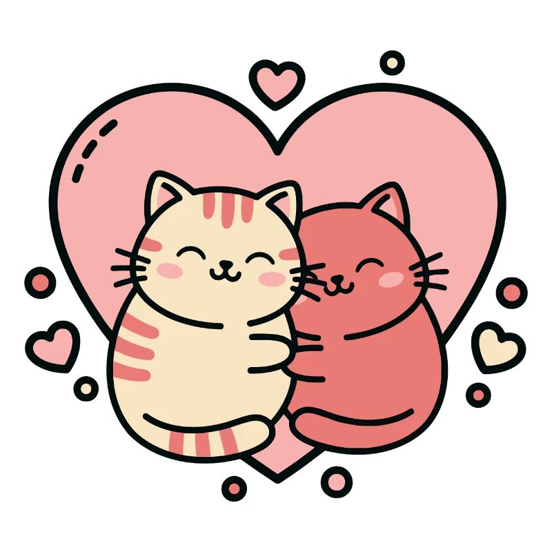 Heartfelt Cat Hug Duo