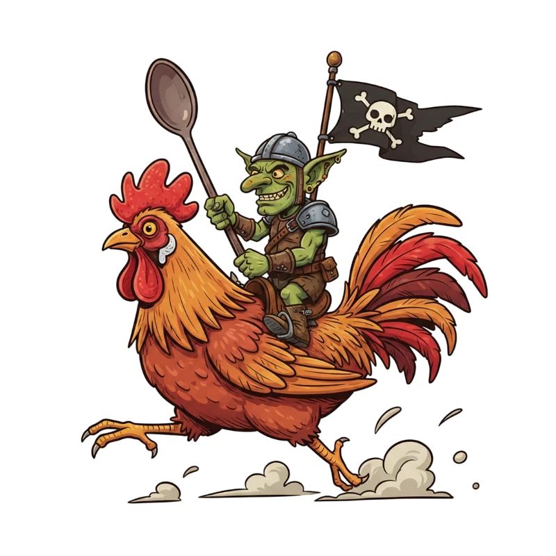 Cavalier gobelin sur un coq