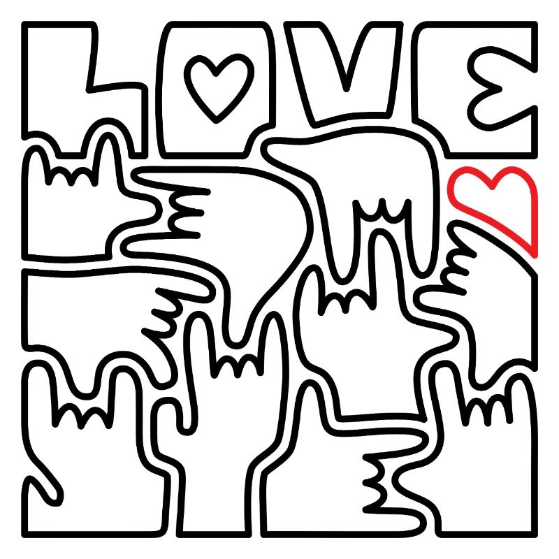 LIEBE – Gebärdensprache Ich liebe dich Schwarz