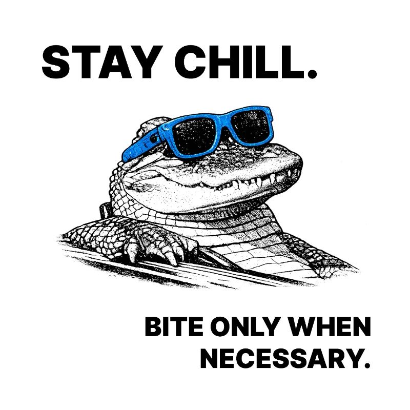 Stay Chill – Crocodile Saying Halftone Style
