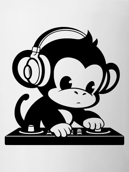 DJ monkey with headphones