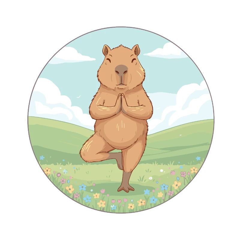 Yoga de rongeur capybara faisant la posture de l’arbre