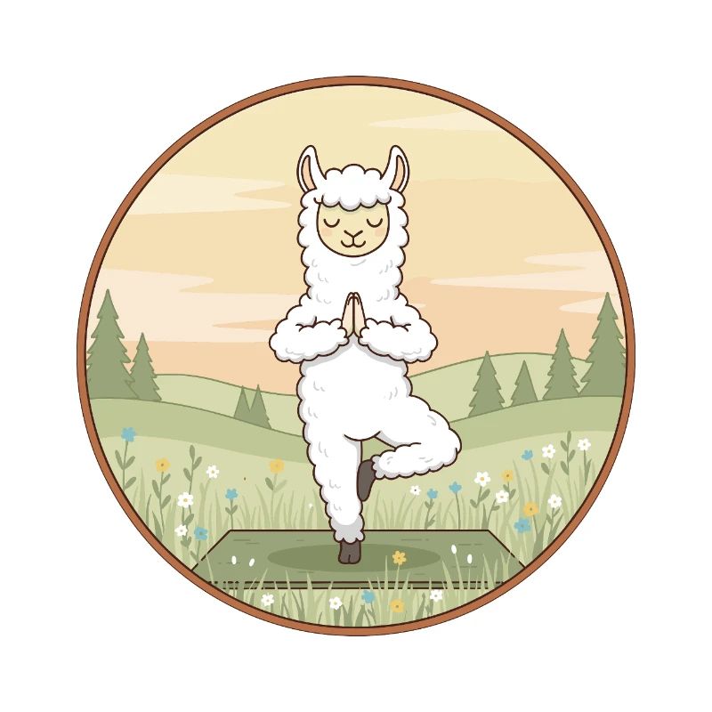 Yoga Llama Alpaca Doing Tree Pose