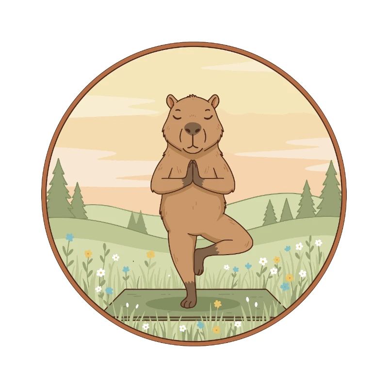 Yoga de rongeur capybara faisant la posture de l’arbre