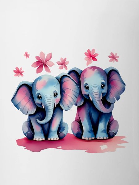 Pastel Elephants with Flowers