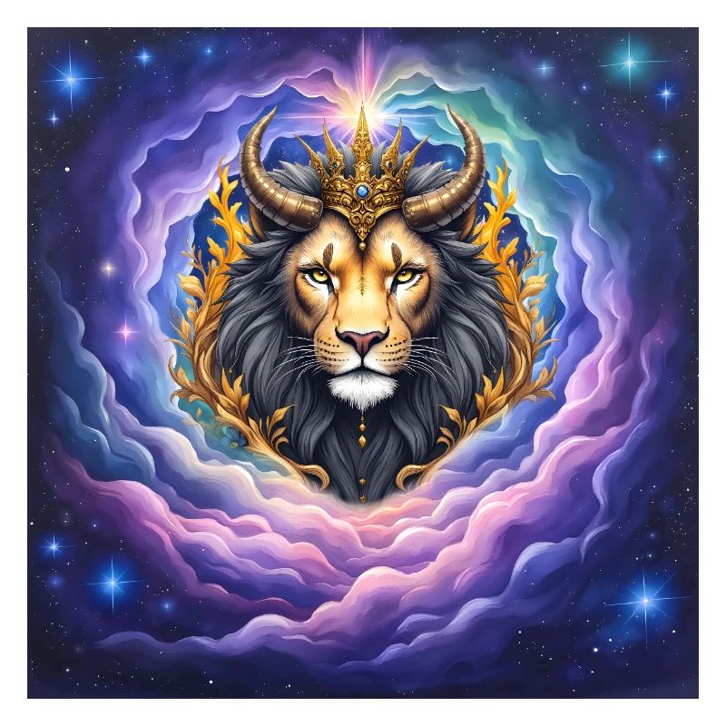 Celestial Lion with Golden Crown
