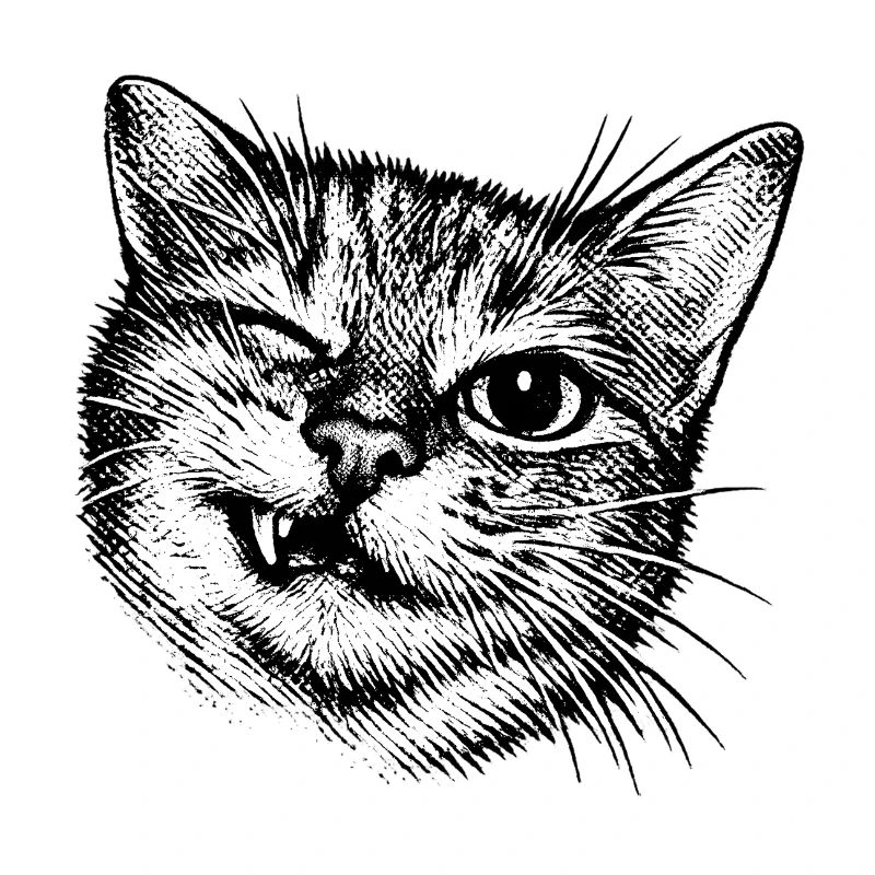 Funny Cat – Winking Halftone Motif