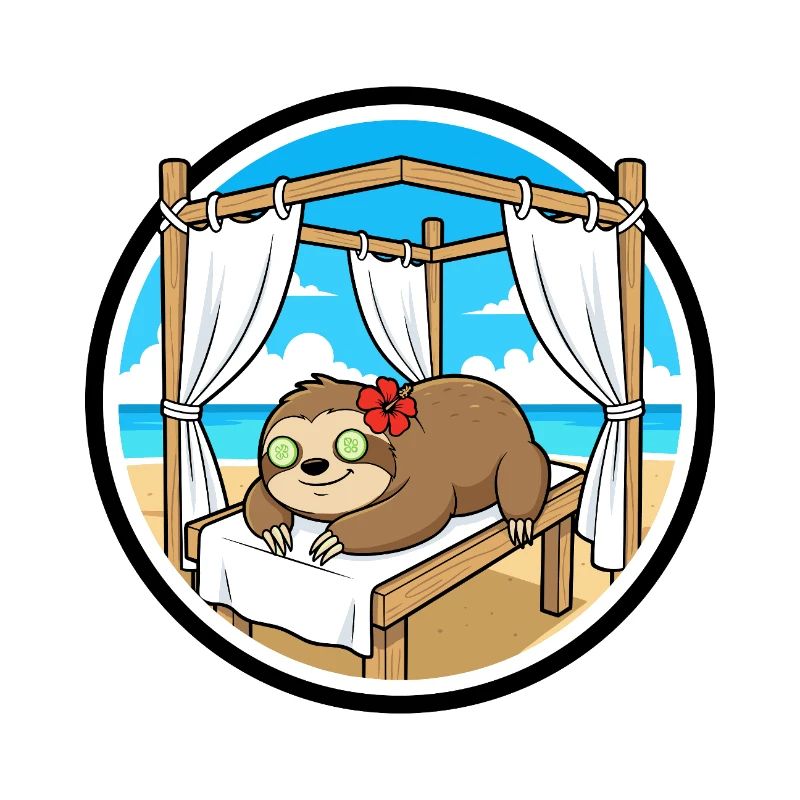 Beach Spa Sloth Animal Relaxing Art