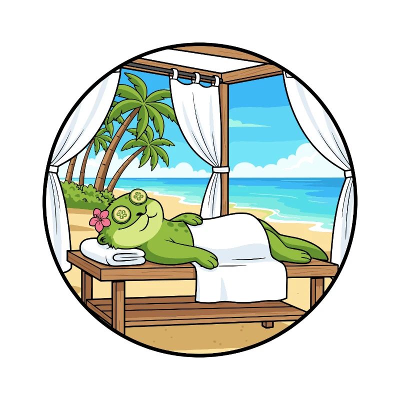 Art relaxant de la grenouille de plage Spa