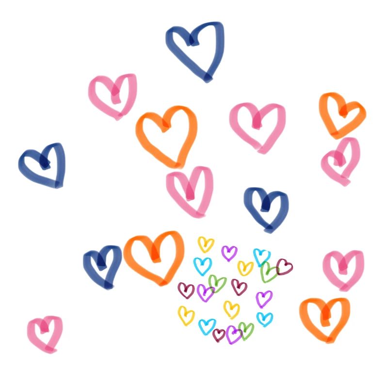 Motif de rangées de cœur coloré