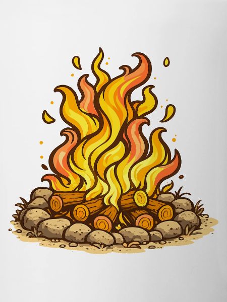 Cozy Campfire Flames Illustration