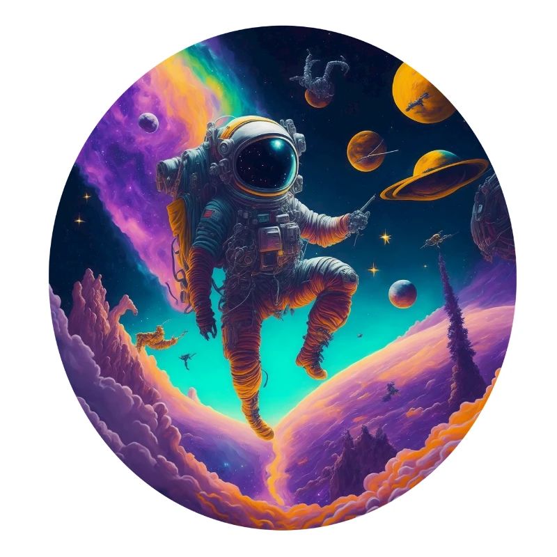 Astronaute dans un cosmos coloré