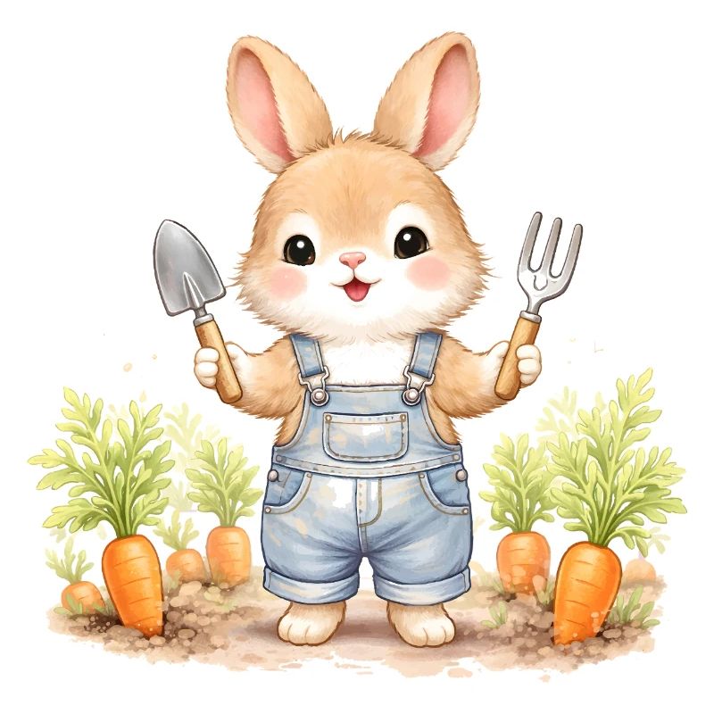 Süßer Hase im Karottenbeet 