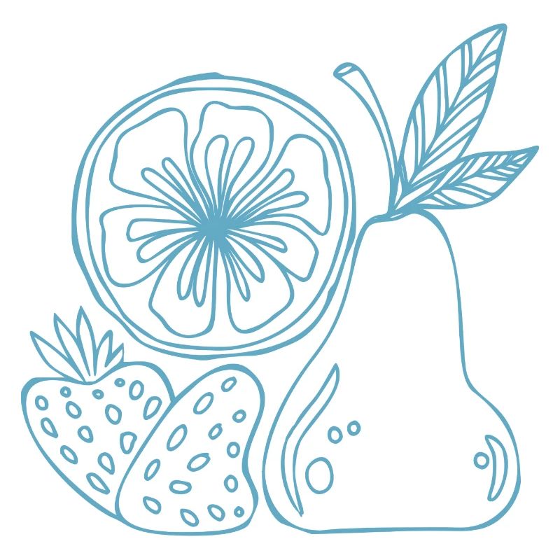 Fruit Lines Blue Sketch