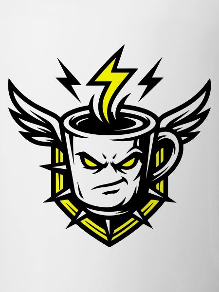 Kaffeetasse Gesicht Blitz Gelb Symbol