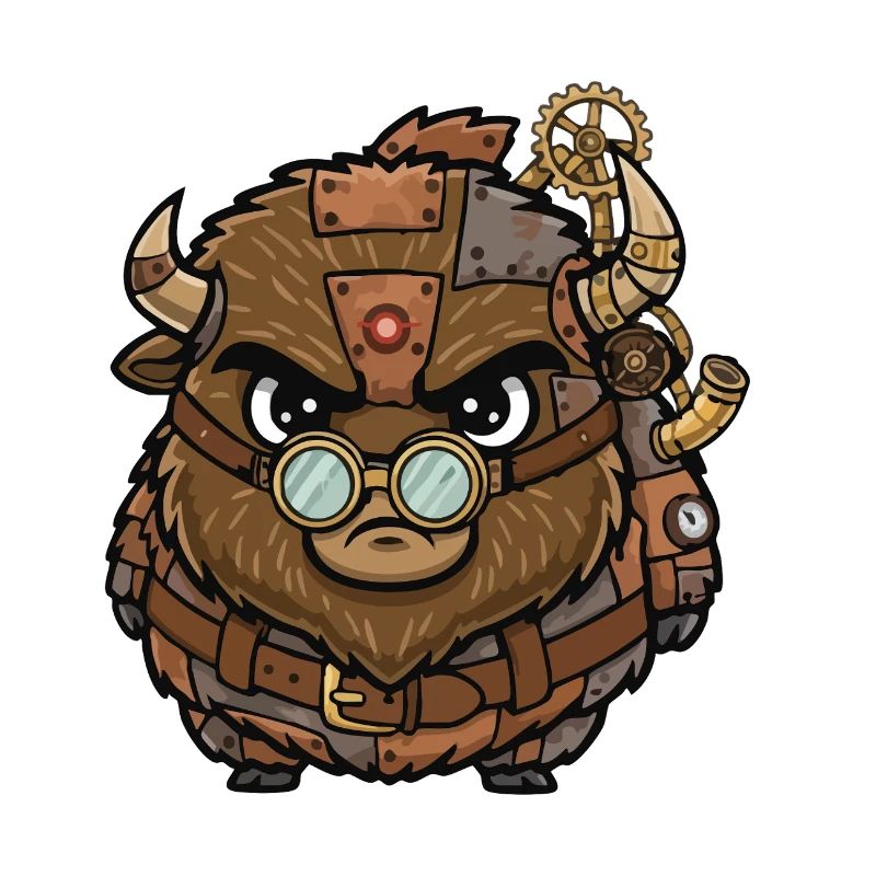 Bison Steampunk Cyborg Armor Gears