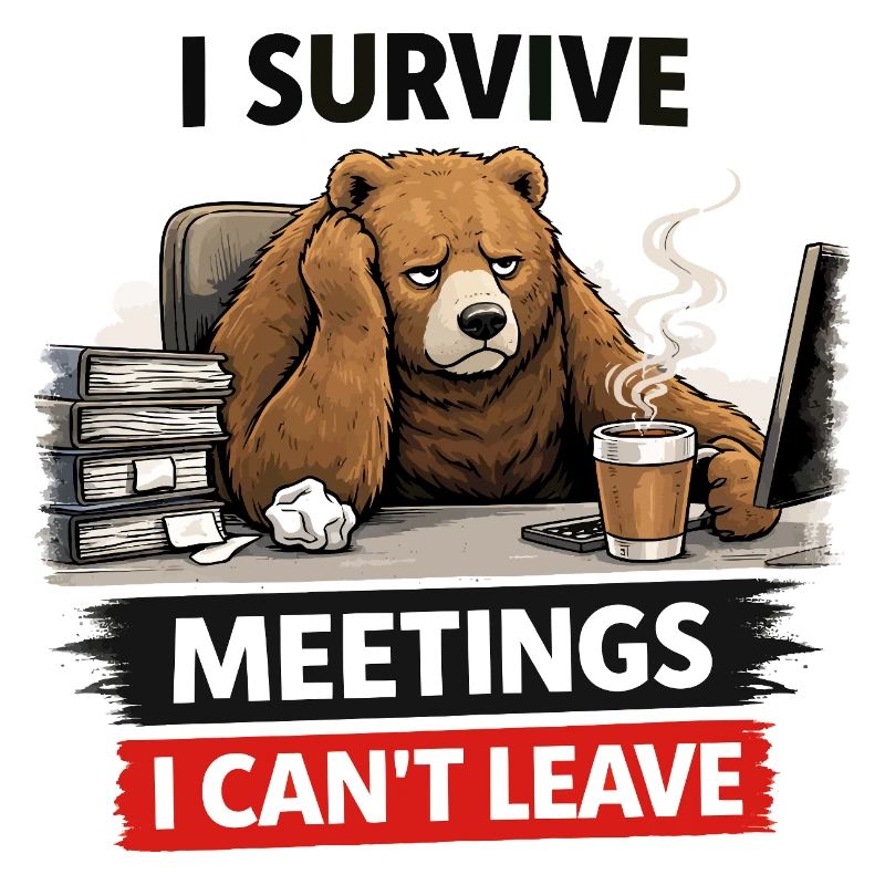 Survive Meetings Bear Desk Coffee