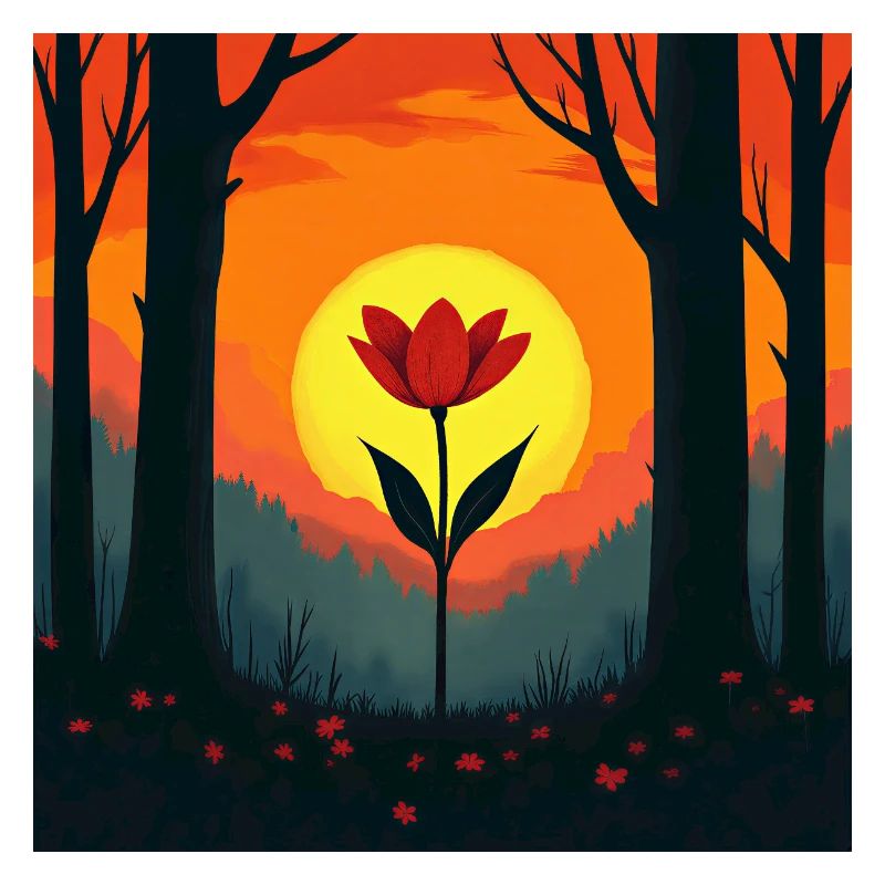 Le soleil se lève dans la forêt
