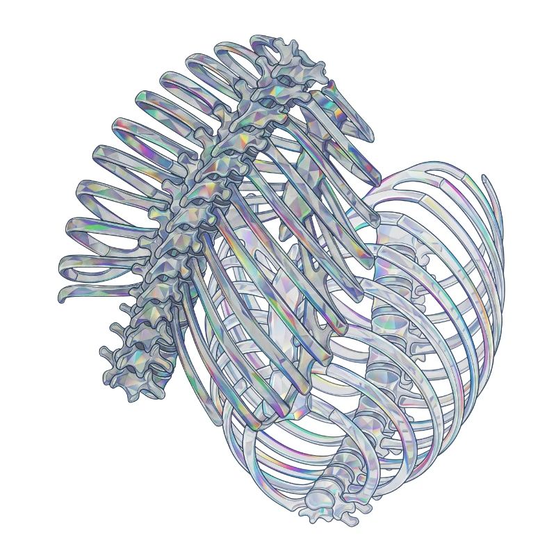 Irisierende Rippen in Spiralform