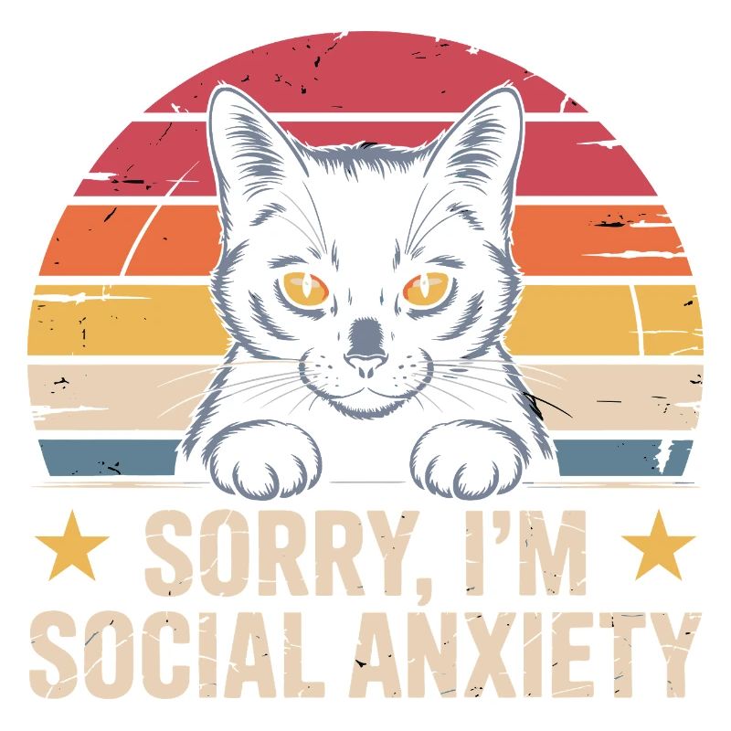 Anxiété sociale du chat noir rétro