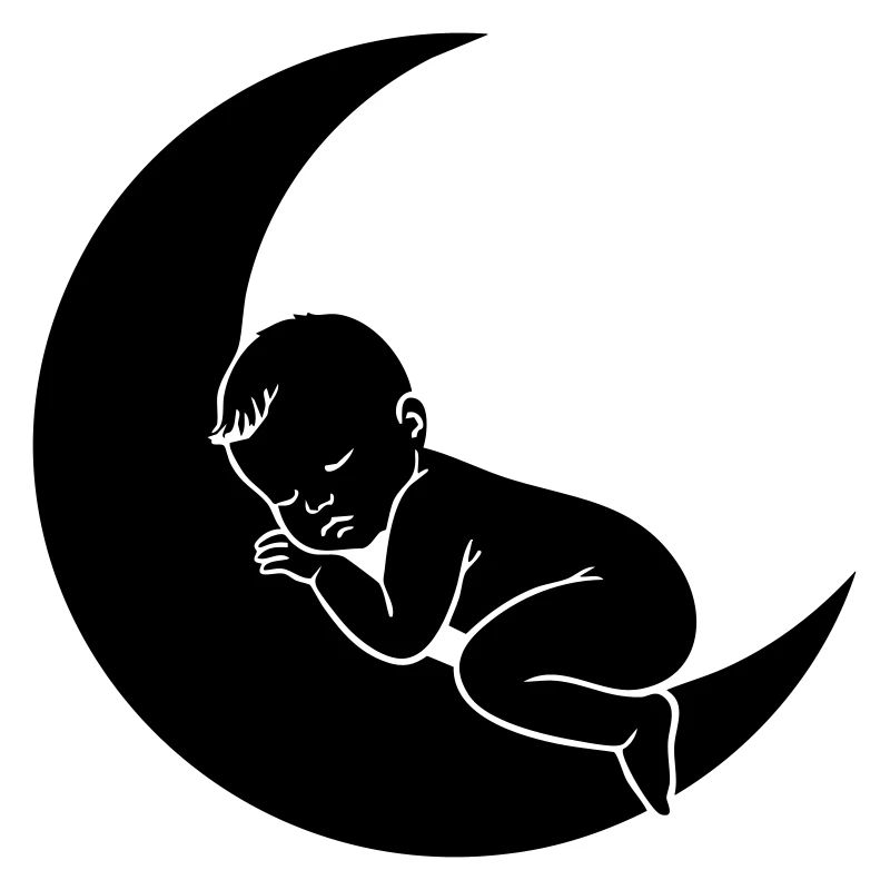 Bébé sur la Lune – Silhouette douce du sommeil