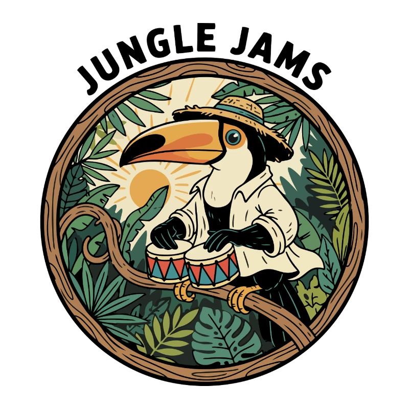 Toucan Jungle Jams Bongo Drummer Retro