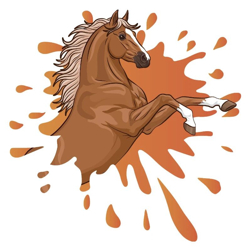 Un cheval cabré dans une tache d'encre
