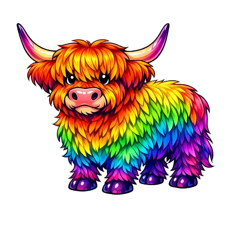 Lebendige Regenbogen-Highland-Kuh