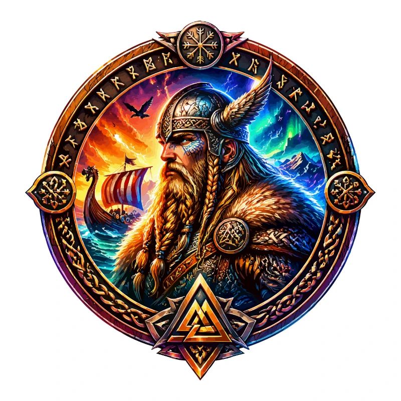 Vikingkrieger im Runenring
