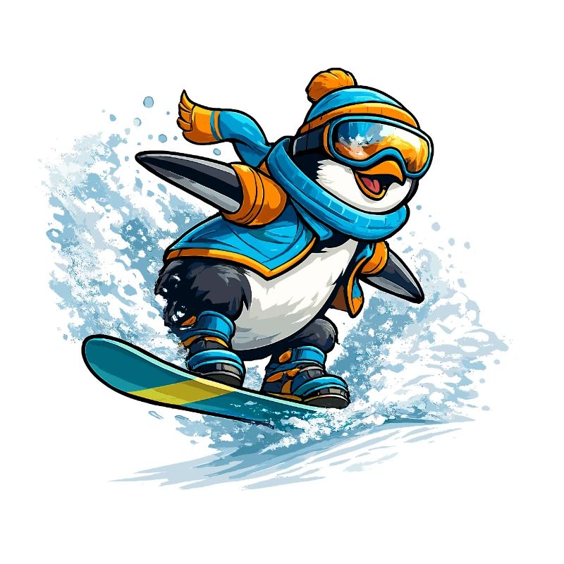 Penguin Snowboard Blue-Orange