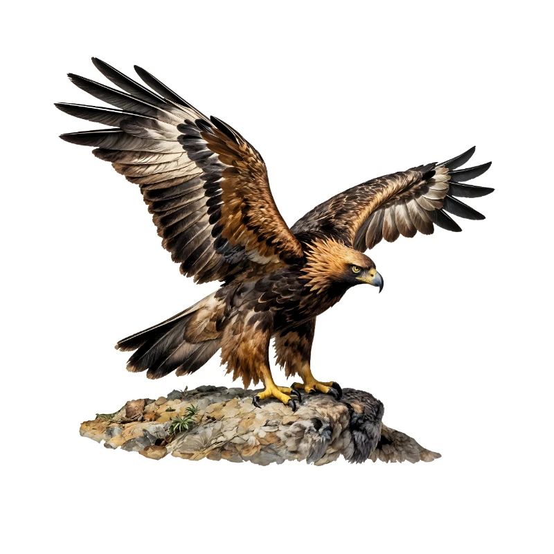 Aigle en vol sur roche escarpée